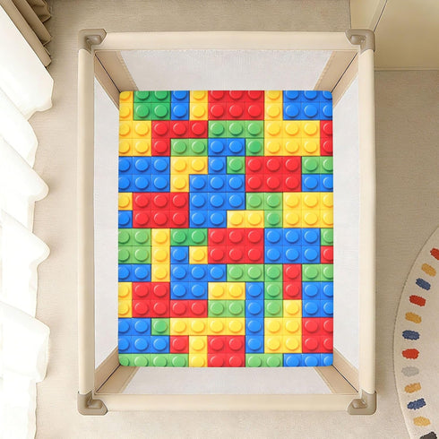 CZXW 52" 28" Building Blocks Colorful Crib Sheets Fitted x Natural Cotton Soft & Breathable for Baby Crib Mattress