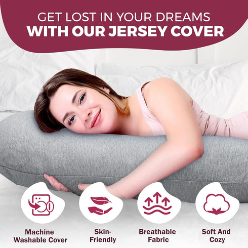 57inch PILLANI Pregnancy Pillows for Sleeping - V C U Shaped Full Body Pillow with Removable Washable Cover, Cooling