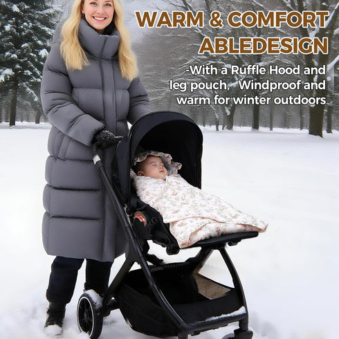 Newborn,35"x35"Universal LAT LEE AND TOWN Winter Baby Car Seat Blanket for Baby Wrap Blanket with Ruffle Hood,Winter