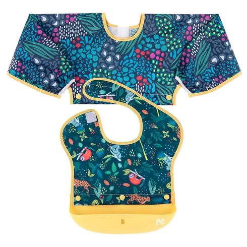 Bumkins Silicone Bibs for Baby and Toddler 6-24 Mos, Essential Must Have for Eating, Feeding, Long Sleeve with