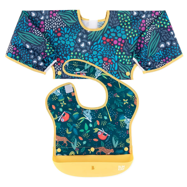 Bumkins Silicone Bibs for Baby and Toddler 6-24 Mos, Essential Must Have for Eating, Feeding, Long Sleeve with