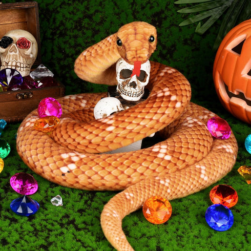 Snake Plush, Large 71 in Stuffed Snake Toy for Kids, Lifelike Plush Snake for Birthday Present Party Prank Prop (Brown)
