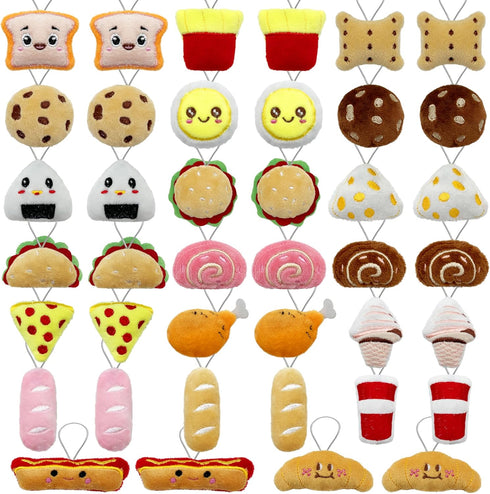 40 PCS Mini Food Plush Toy Set, Cute Small Stuffed Toy Keychain for Party Favors Goody Bag