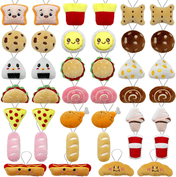 40 PCS Mini Food Plush Toy Set, Cute Small Stuffed Toy Keychain for Party Favors Goody Bag