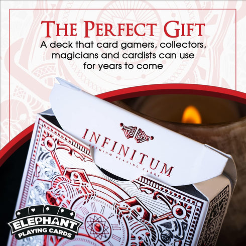 Infinitum Ghost Playing Cards - White & Red Deck with FREE Card Game eBook - Premium Standard Size