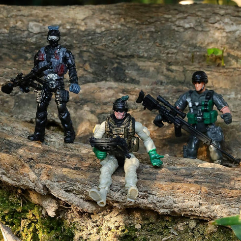 18 Pcs Special Forces Army Men Soldier Combat Movable Action Figures with Military Weapons and Accessories
