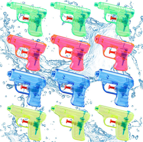 CCINEE 12 Pack Mini Water Guns, Squirt Gun Toy for Kids, Plastic Blasters for Summer Outdoor Games, 4 Colors