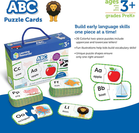 Learning Resources - ABC Puzzle Cards - Kindergarten Readiness, Self-Correcting Puzzles for Toddlers, Ages 3+