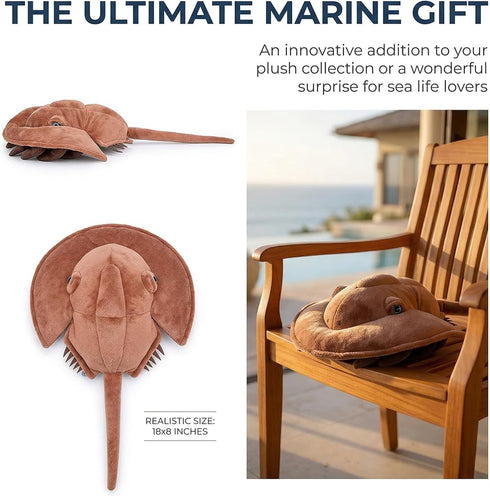 ZHONGXIN MADE Kids,18inchs Simulation Tri-Spine Horseshoe Crab Stuffed Plush Toy- Real Life Lifelike Sea Limulus