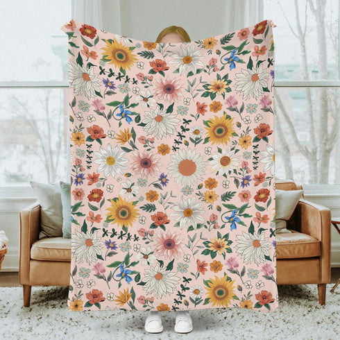 SqtmuHLuo 60x80inch Floral Baby Blanket for Girls Gifts Boho Flower Wildflower Baby Nursery Bed Receiving Blankets