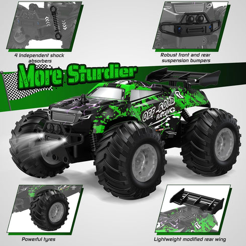 1:20, 10KM/H, 2 2.4GHZ, Remote Control Car, All-Terrain Remote Control Car for Boys, Rechargeable Rc Truck with LED