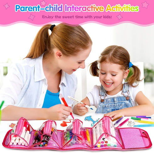 Set 48 4-6-8, Set 4 5 6 7 8 9 beefunni Unicorn Washable Markers pcs with Glitte Pencil Case, Art Supplies for Kids Ages