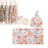 Vibrant Floral Print Newborn Swaddle Blanket Set with Hat and Headband, Cozy