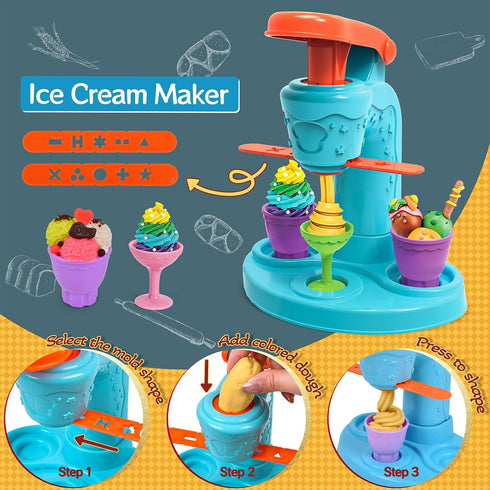 ZYYBQW 3 1 Sets 3-4-8, Playset in Color Dough for Kids Ages Dough Tools Accessories Kit, Ice Cream Noodle Hamburger