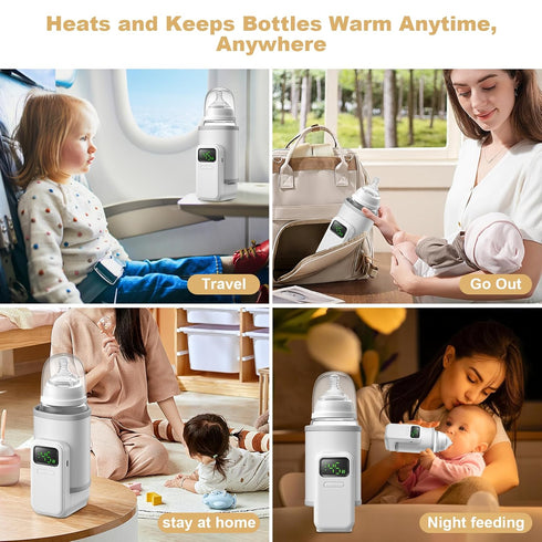 VVU&CCO Travel-Easy,6-Speed Portable Bottle Warmer - Temperature Control,Comfortsble Baby Feeding