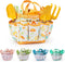 Grenebo Kids Gardening Set Toys,Includes Metal Trowel,Transplanting Shovel,Garden hat,Rake,Apron,Gloves,Watering Can,and Tool Organizer