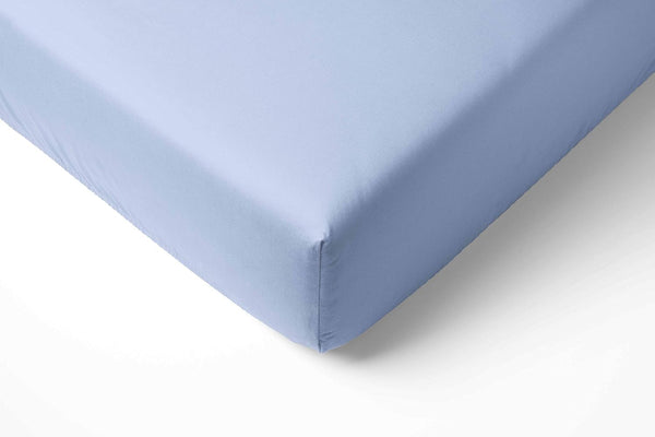 Bacati - ONE Solid Boys 100% Cotton Percale Universal Fitted Sheet for Crib or Toddler Bed (Light Blue)