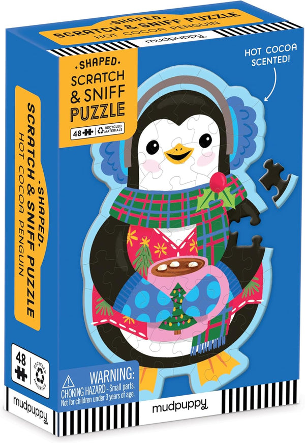 Mudpuppy Hot Cocoa Penguin – 48 Piece Mini Scratch & Sniff Puzzle with Fun Illustrations of A Cozy Winter Penguin