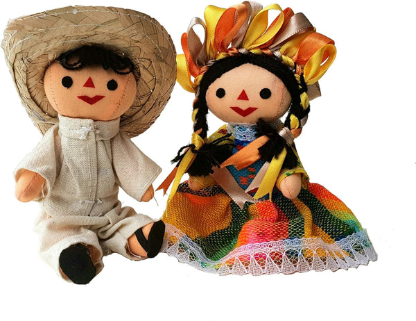 ALKIMIA INC Mexican Handmade Traditional Rag Couple Dolls, 5 inches