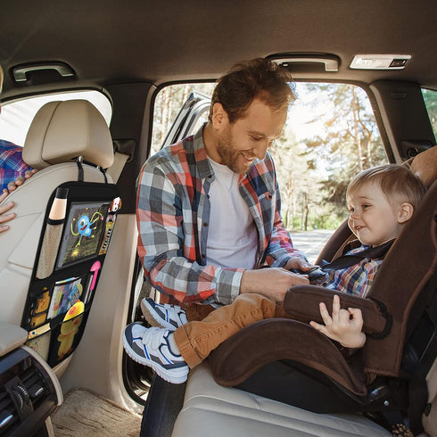ONE PIX Backseat Car Organizer Mats, Storage Bag with Touch Screen Tablet Holder for Kids Car Seats