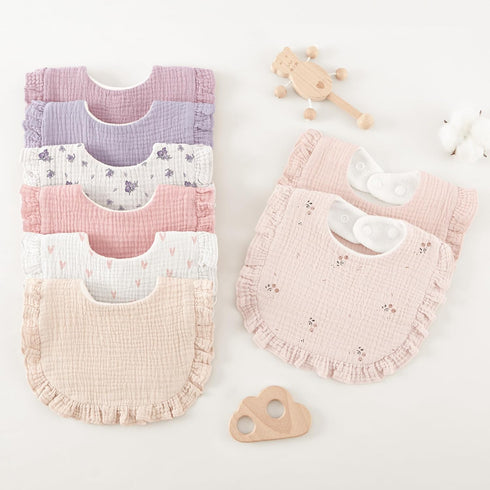 8 Pack Bearmoss Muslin Baby Bibs for Drooling and Teething, Soft Bibs for Girls, Boys, Newborn