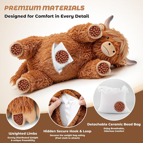 24" 4.5lbs & Highland Cow Stuffed Animal, Sitting & Laying Weighted Stuffed Animals, Cuddly & Soft Weighted Highland