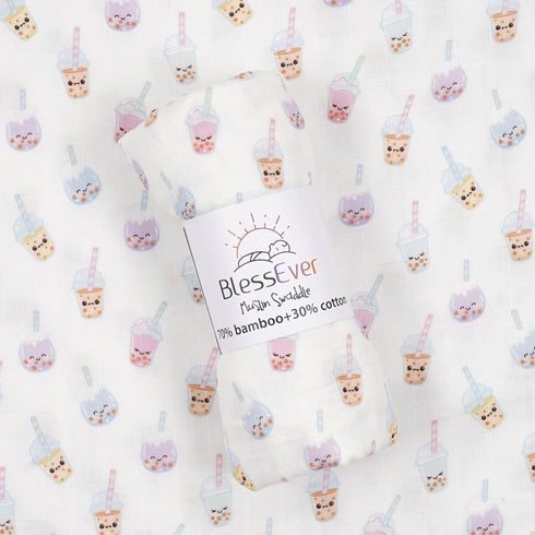 BlessEver 42 47 inches Muslin Swaddle Blanket for Unisex, Soft Breathable and Skin-Friendly Baby Swaddles for Boys
