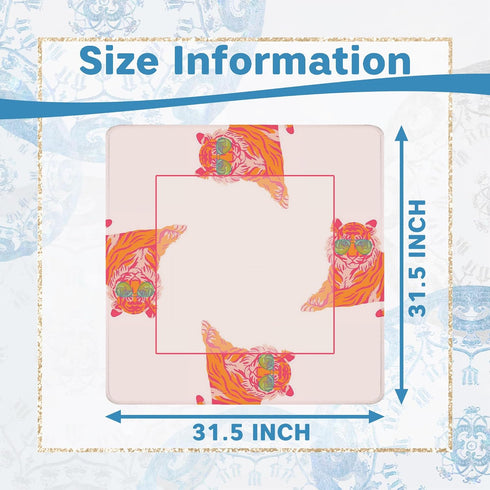 31.5 31.5 Preppy Pink and Orange Tiger Mahjong Mat for Table X in, Mahjong Gifts for Women, Maximalist Funky Retro