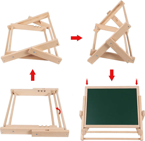 Toys of Wood Oxford TOWO Wooden Easel for Children Foldable Double Boards Magnetic Shapes Letters Numbers and Paper