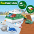 OKGIUGN 4 4 Swimming Set Ferry Boat with Car and Wind Up Bath Toys, Kids Bath Toy Floating Vehicle Whales Submarines