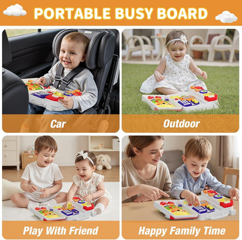 1-3 2-4Musical 12-18 1 HYES Montessori Busy Board for Toddlers Toy for Month Age, Early Educational Learning Birthday