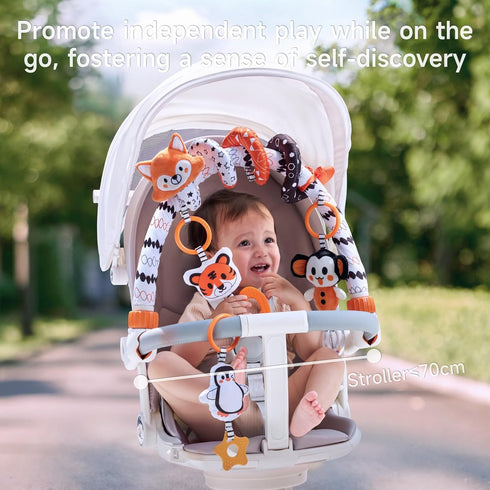 TUMAMA KIDS 0 3 6 9 12 TUMAMA Black and White Baby Stroller Arch Toys, Removable Spiral Hanging Rattle Toys, High