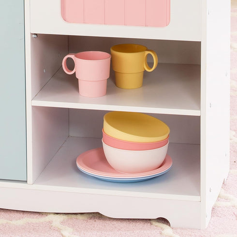 KidKraft 27-Piece Pastel Cookware Set | Plastic Dishes and Utensils for Play Kitchens, Gift for Ages 18 mo+
