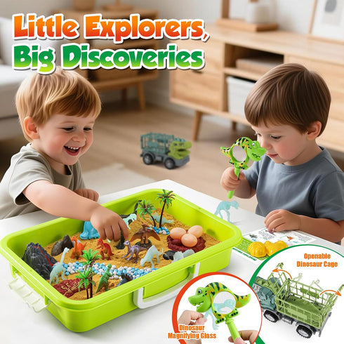 2.2lbs 3 4 5 6 7 8 FRUSE Dinosaur Sensory Bin Toys,Play Sand Art Kit with Sensory Play Sand,Glow in The Dark