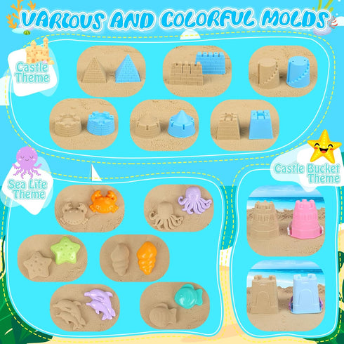 FHOZGECY 2 1 4-8 Beach Toys, Sand Toys for Kids Boys and Girls with in Construction Vehicles, Collapsible Bucket, Sand