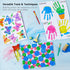 Set, 53 14 (2 oz), Shuttle Art Washable Finger Paint PCS with Colors fl Paint Brushes, Sponge, Palette, Non-Toxic