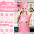 2Pcs Set, R HORSE Kid Apron And Chef Hat Adjustable Children Pink Baker Kitchen Apron, Dress up Role Play Chef Toy