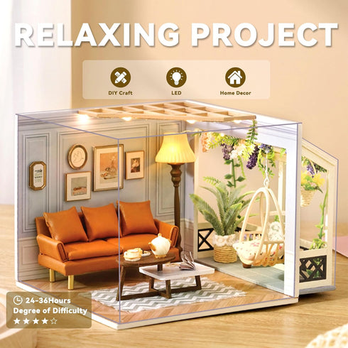 Flever DIY Miniature House Kit, Tiny Home Kit with LED Light, Mini House Build Craft Kits for Adults and Teens, Home