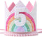 WAWUO Birthday Rainbow Girl Crown, Birthday Hat for Event Party Supplies and Photo Props