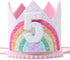 WAWUO Birthday Rainbow Girl Crown, Birthday Hat for Event Party Supplies and Photo Props