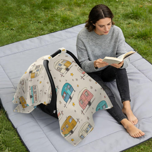 Mazeann Vintage Camper Car Car Seat Cover Baby Breathable Soft Infant Carseat Covers Canopies Babies Carrier Covers
