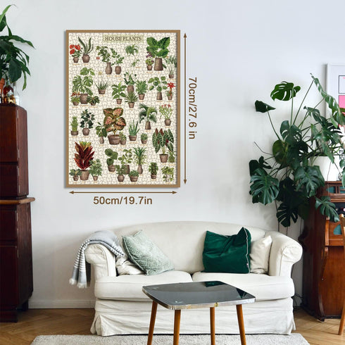 Vintage Houseplant Puzzle 1000 Pieces for Adult, Botany Succulent House Plant Puzzle