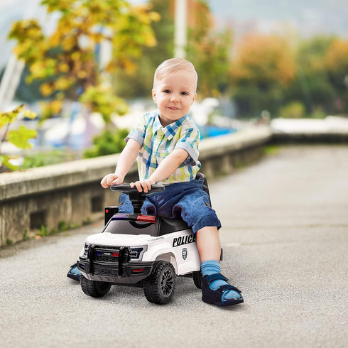 Aosom Kids Push Ride On Car with Working PA System, Police Truck Style Foot-to-Floor Sliding Car