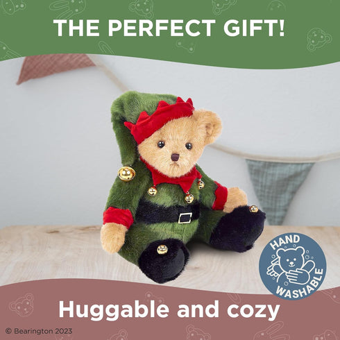 14 Inch Bearington Jingle Toes Christmas Plush, Teddy Bear, Elf Stuffed Animal