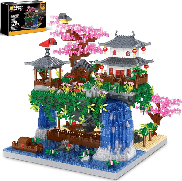 Kitoyz Cherry Blossom Bonsai Tree Building Set, Micro Mini Building Blocks Set, Japanese Sakura Tree House (3220 PCS)