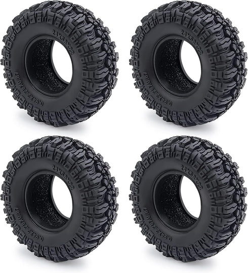 RCHUBAM 4PCS 1.0" Crawler Tires, Micro Rubber Tires for 1/18 TRX4M Axial 1/24 SCX24 Deadbolt Bronco RC Crawler Car