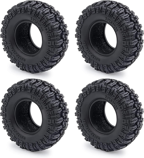 RCHUBAM 4PCS 1.0" Crawler Tires, Micro Rubber Tires for 1/18 TRX4M Axial 1/24 SCX24 Deadbolt Bronco RC Crawler Car