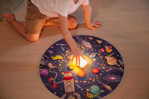 Hape Solar System Puzzle with Glowing LED Sun for Kids