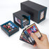 AFIING MTG Commander Card Storage Box, Fits 200 Double Sleeved Cards, 3-in-1 Card Deck Case, Black/Cyan