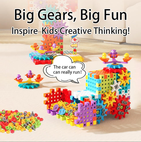 CZOALX 234Pcs 3-5 4-8, Set Electric Montessori Building Blocks for Toddlers Motorized Gear Construction Toy with Power